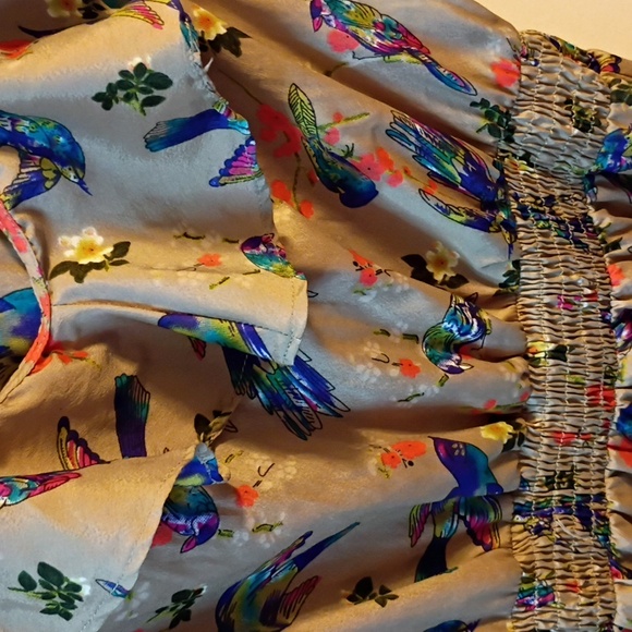 Love, Fire Silky Watercolor Bird Print Dress - Picture 4 of 5